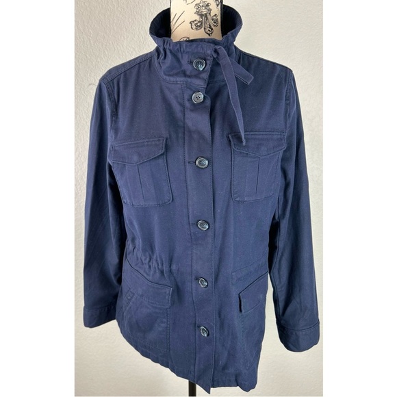 Talbots NWOT Women’s Navy Safari Field Jacket Cotton Blend, size Medium - Picture 8 of 16